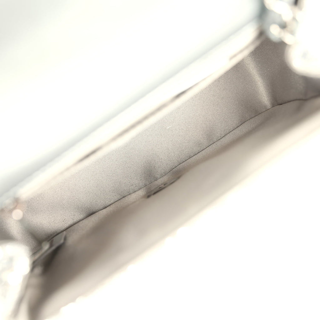 Mini Classic Square Flap Bag Metallic Silver Sequins Ruthenium Hardware