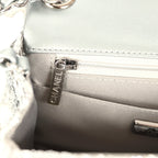 Mini Classic Square Flap Bag Metallic Silver Sequins Ruthenium Hardware
