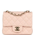Mini Classic Square Flap Bag Pink Lambskin Gold Hardware