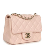 Mini Classic Square Flap Bag Pink Lambskin Gold Hardware