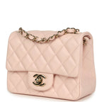 Mini Classic Square Flap Bag Pink Lambskin Gold Hardware
