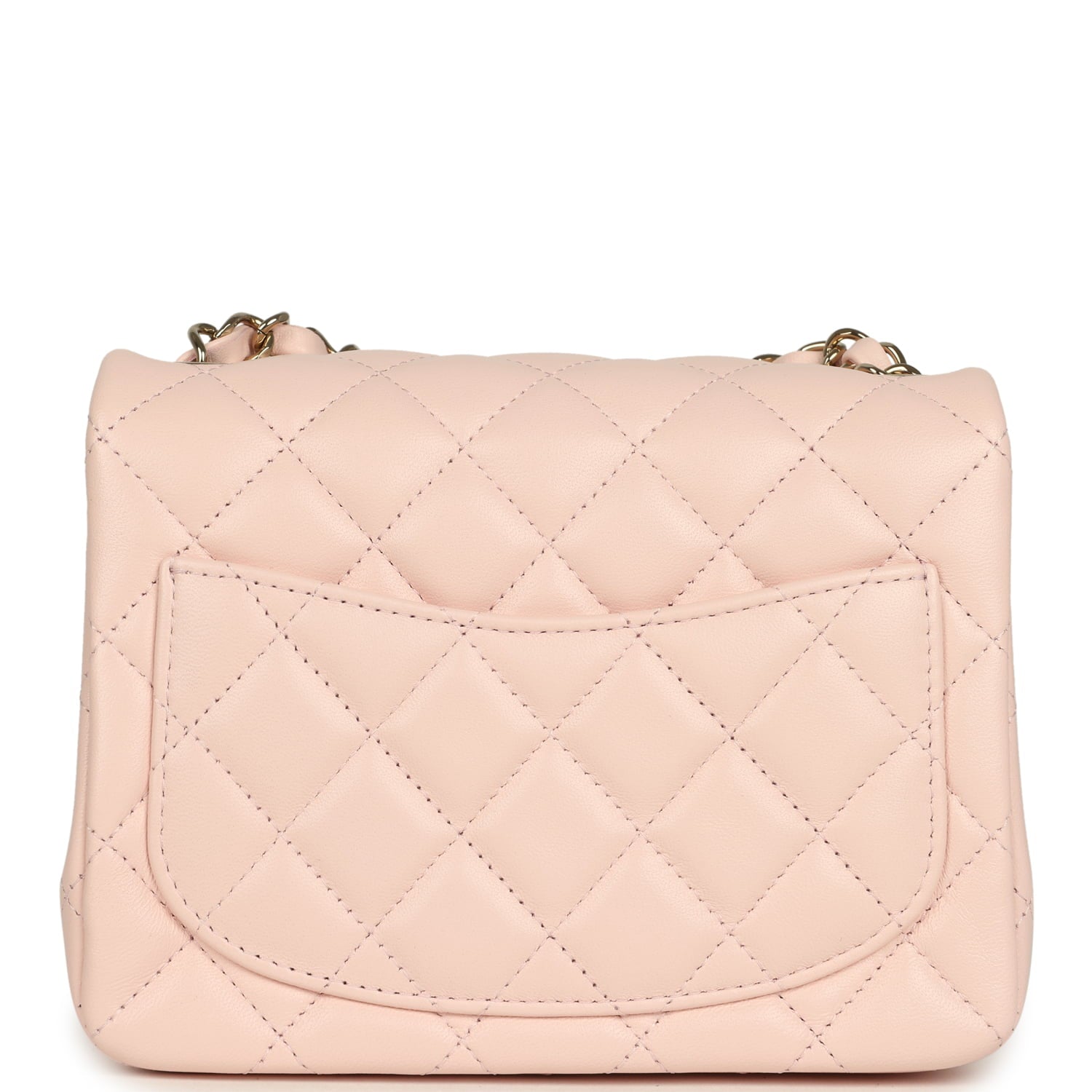 Mini Classic Square Flap Bag Pink Lambskin Gold Hardware