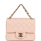 Mini Classic Square Flap Bag Pink Lambskin Gold Hardware