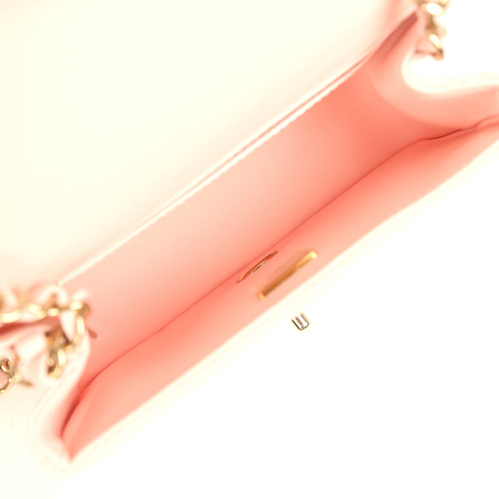 Mini Classic Square Flap Bag Pink Lambskin Gold Hardware