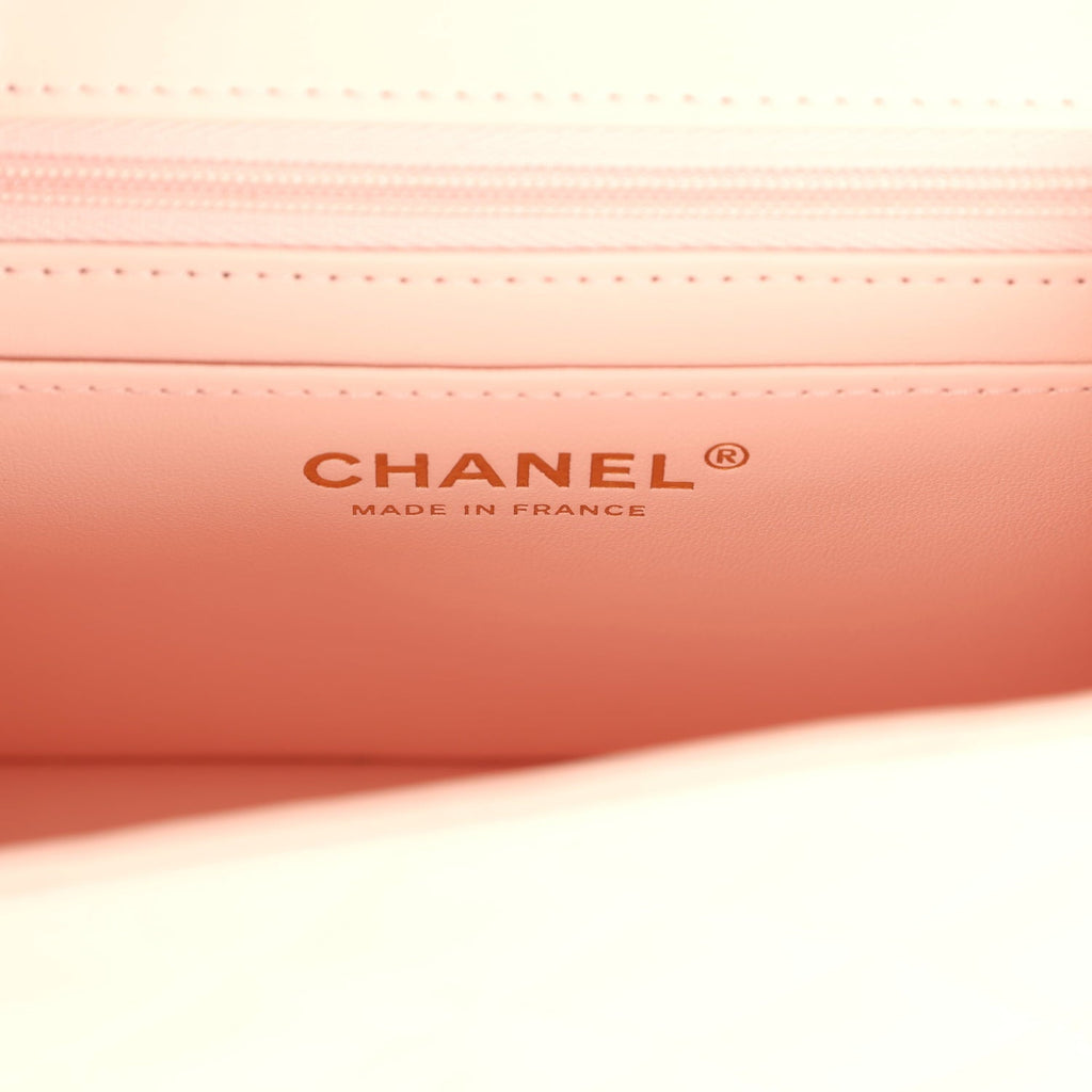 Mini Classic Square Flap Bag Pink Lambskin Gold Hardware