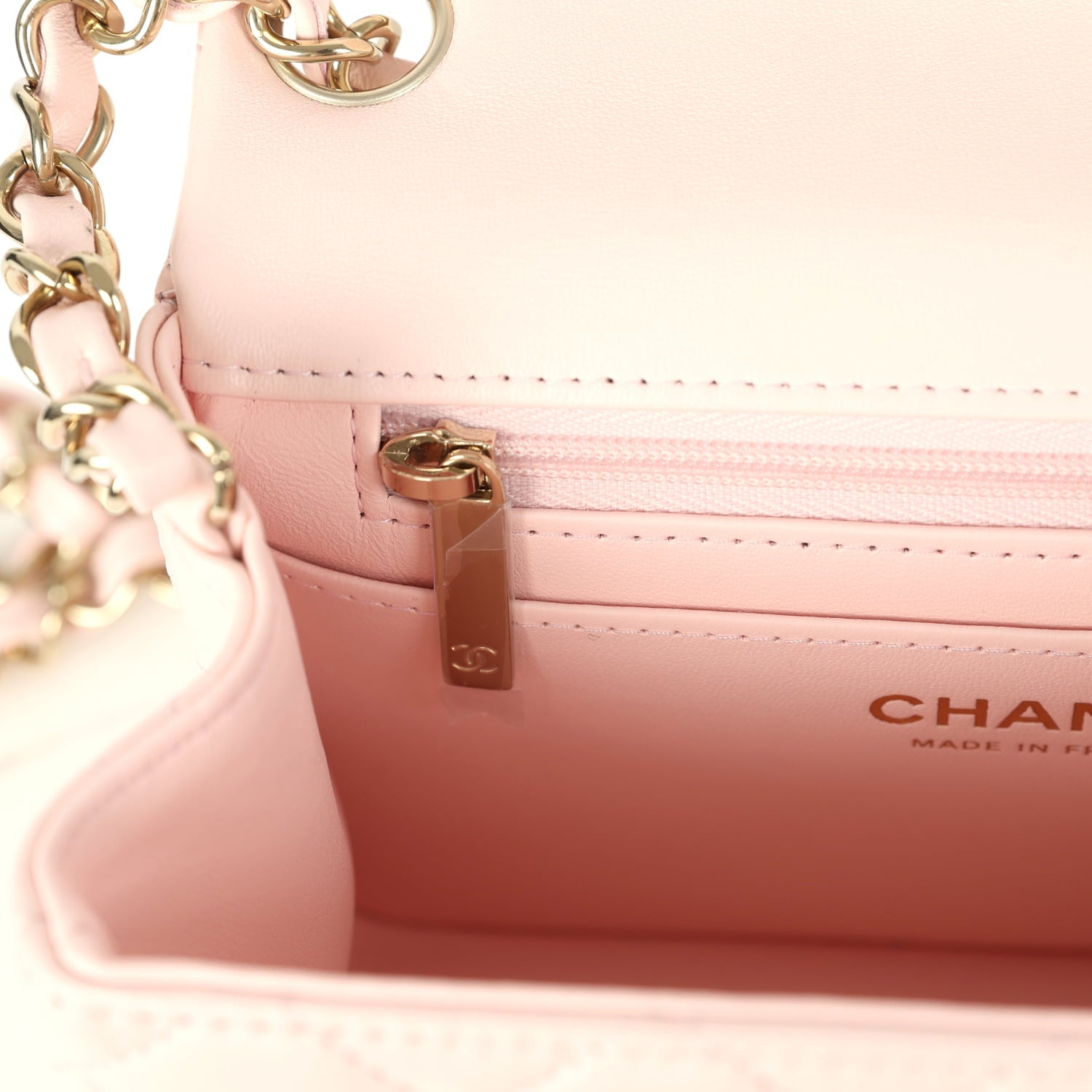 Mini Classic Square Flap Bag Pink Lambskin Gold Hardware