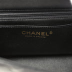 Mini Classic Rectangular Top Handle Flap Bag Black Lambskin Light Gold Hardware