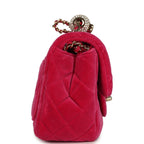Mini Pearl Crush Square Flap Bag Fuchsia Velvet Light Gold Hardware