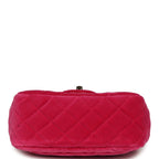 Mini Pearl Crush Square Flap Bag Fuchsia Velvet Light Gold Hardware