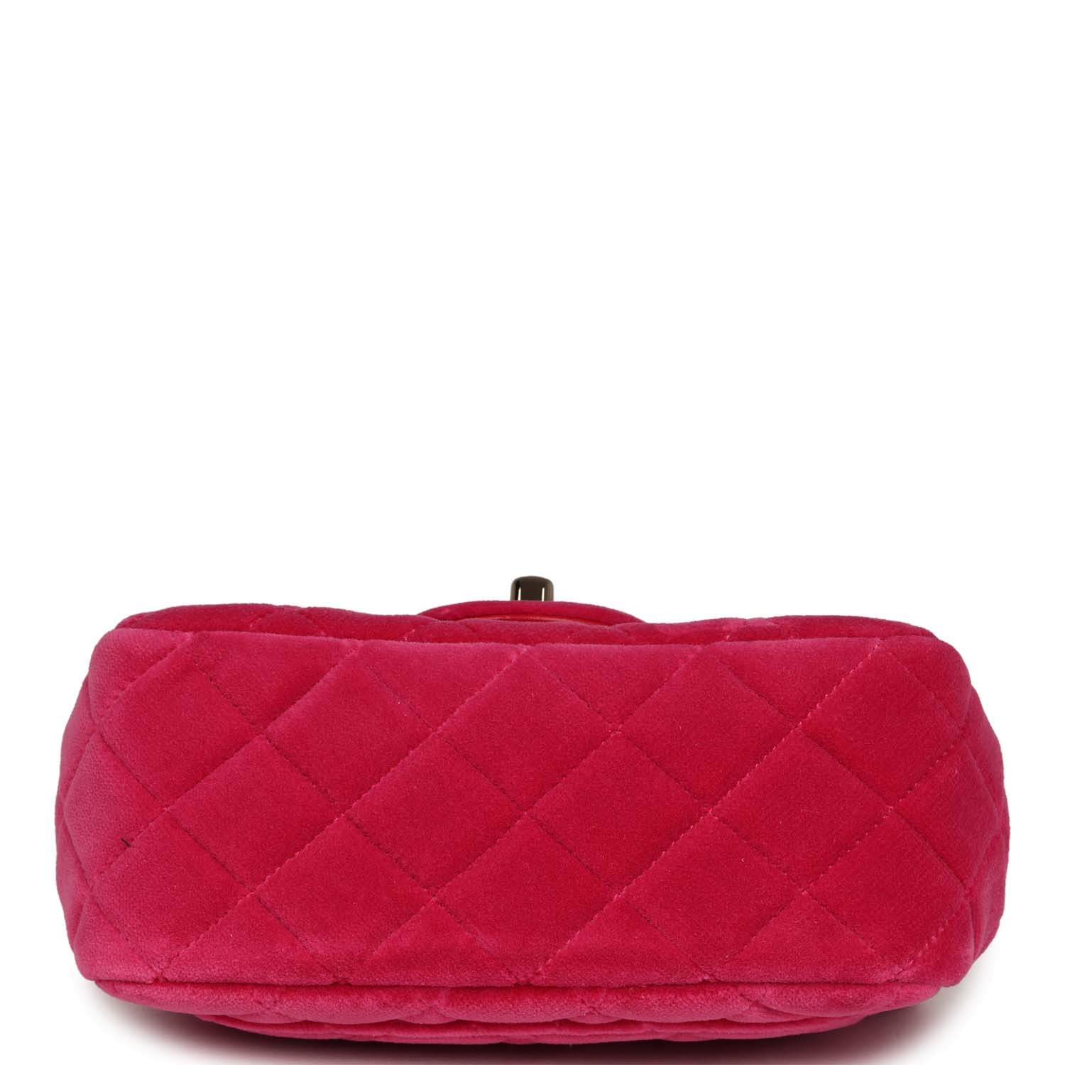 Mini Pearl Crush Square Flap Bag Fuchsia Velvet Light Gold Hardware