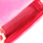 Mini Pearl Crush Square Flap Bag Fuchsia Velvet Light Gold Hardware