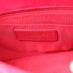 Mini Pearl Crush Square Flap Bag Fuchsia Velvet Light Gold Hardware