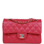 Small Classic Double Flap Fuchsia Caviar Light Gold Hardware