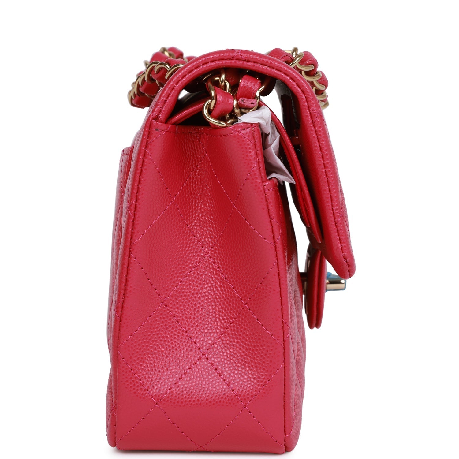 Small Classic Double Flap Fuchsia Caviar Light Gold Hardware