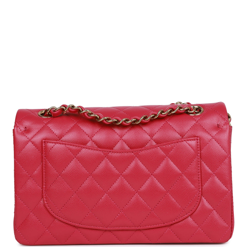 Small Classic Double Flap Fuchsia Caviar Light Gold Hardware
