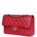 Small Classic Double Flap Fuchsia Caviar Light Gold Hardware
