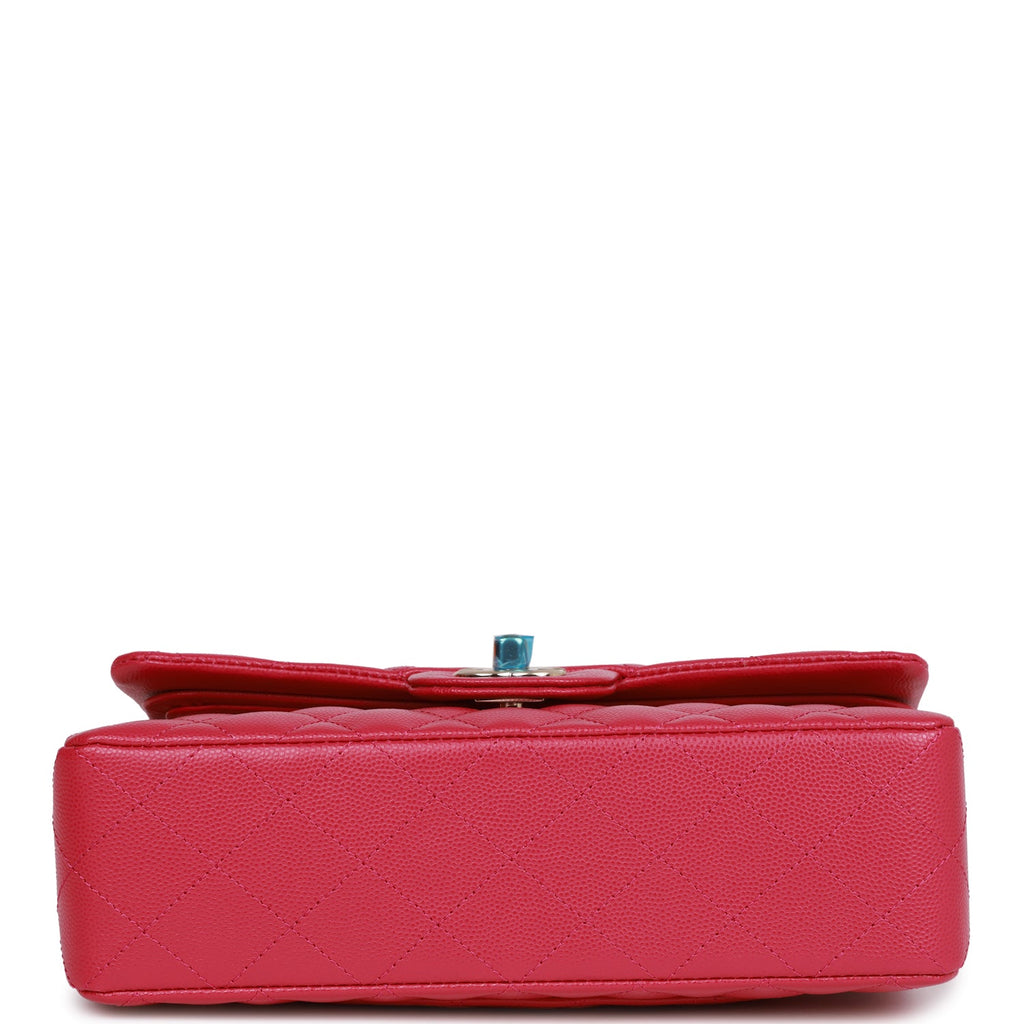 Small Classic Double Flap Fuchsia Caviar Light Gold Hardware