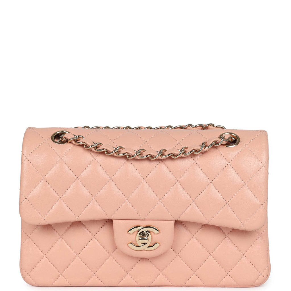 Small Classic Double Flap Light Pink Lambskin Gold Hardware