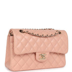 Small Classic Double Flap Light Pink Lambskin Gold Hardware
