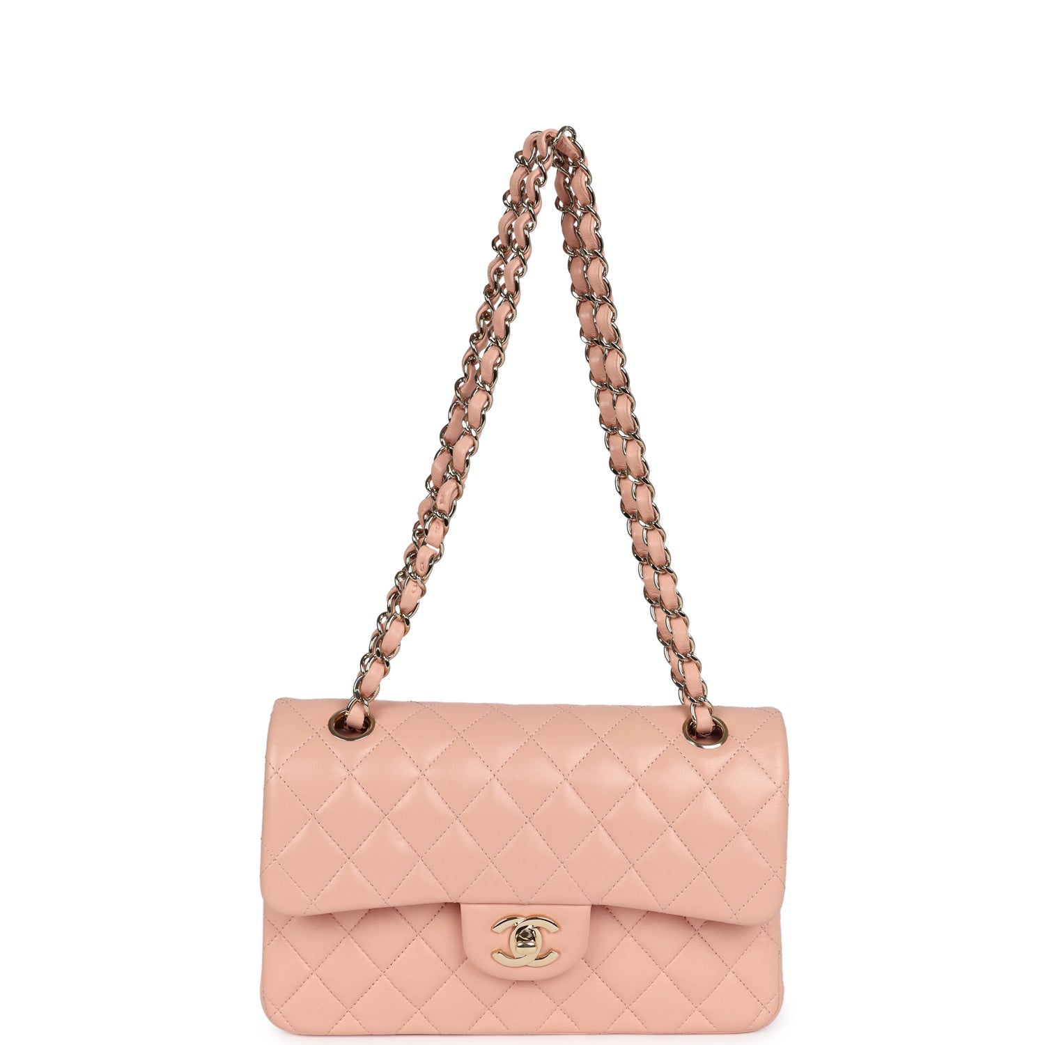 Small Classic Double Flap Light Pink Lambskin Gold Hardware