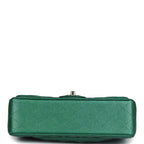 Small Classic Double Flap Bag Emerald Green Shiny Caviar Gold Hardware