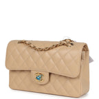 Small Classic Double Flap Bag Beige Caviar Gold Hardware