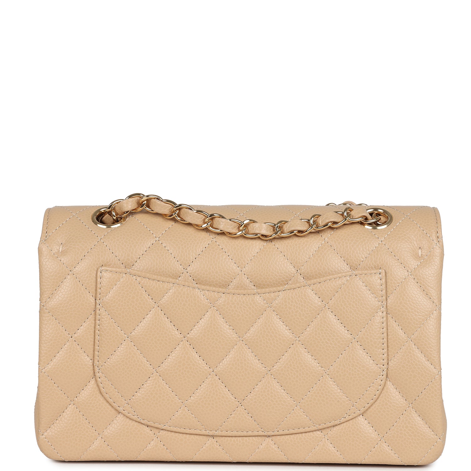 Small Classic Double Flap Bag Beige Caviar Gold Hardware
