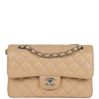 Small Classic Double Flap Bag Beige Caviar Silver Hardware