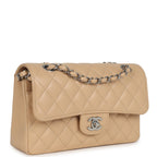 Small Classic Double Flap Bag Beige Caviar Silver Hardware