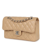 Small Classic Double Flap Bag Beige Caviar Silver Hardware
