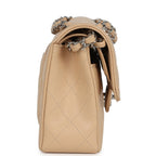 Small Classic Double Flap Bag Beige Caviar Silver Hardware