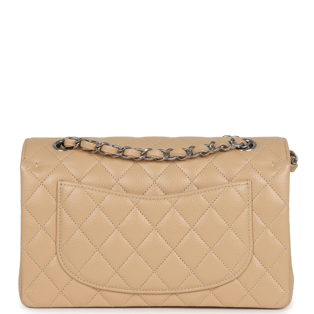 Small Classic Double Flap Bag Beige Caviar Silver Hardware