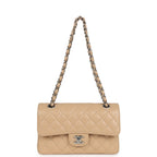 Small Classic Double Flap Bag Beige Caviar Silver Hardware