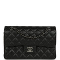 Small Classic Double Flap Bag Black Iridescent Caviar Ruthenium Hardware