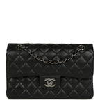 Small Classic Double Flap Bag Black Iridescent Caviar Ruthenium Hardware