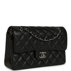 Small Classic Double Flap Bag Black Iridescent Caviar Ruthenium Hardware