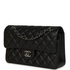 Small Classic Double Flap Bag Black Iridescent Caviar Ruthenium Hardware