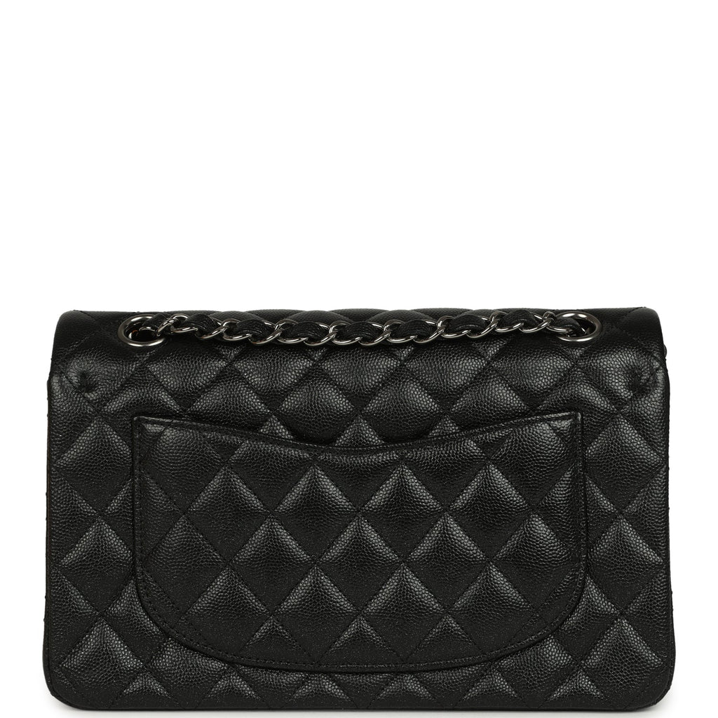 Small Classic Double Flap Bag Black Iridescent Caviar Ruthenium Hardware