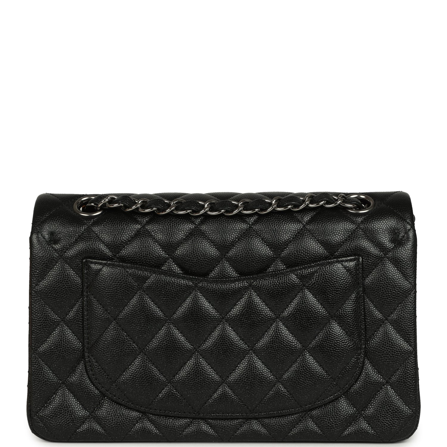 Small Classic Double Flap Bag Black Iridescent Caviar Ruthenium Hardware