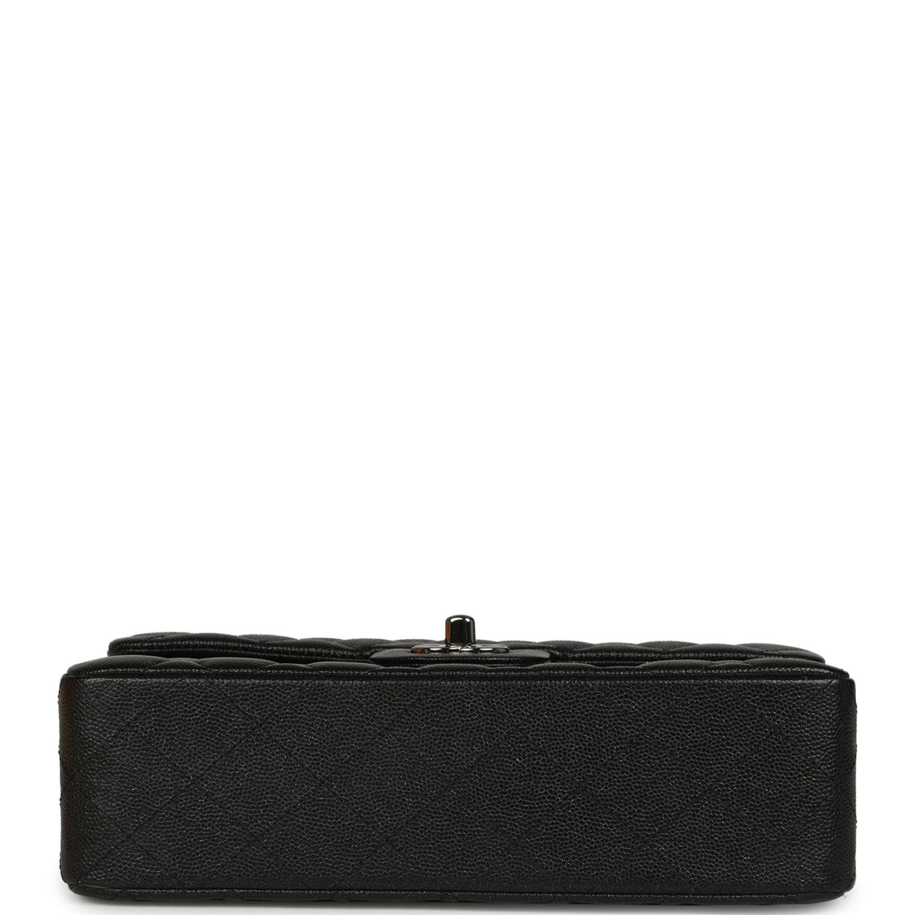 Small Classic Double Flap Bag Black Iridescent Caviar Ruthenium Hardware