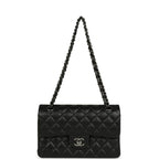 Small Classic Double Flap Bag Black Iridescent Caviar Ruthenium Hardware
