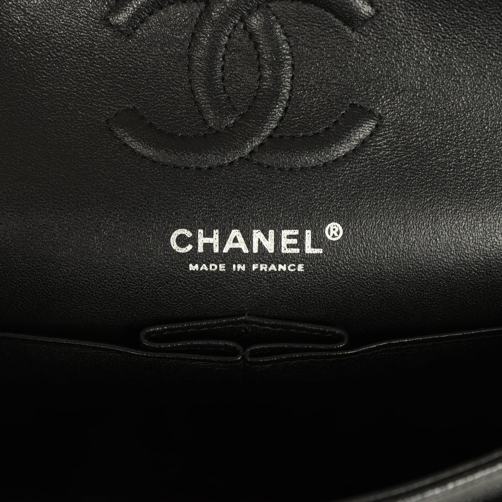 Small Classic Double Flap Bag Black Iridescent Caviar Ruthenium Hardware