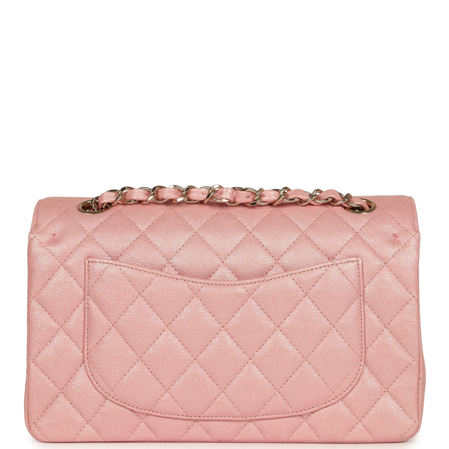 Small Classic Double Flap Bag Pink Iridescent Caviar Light Gold Hardware