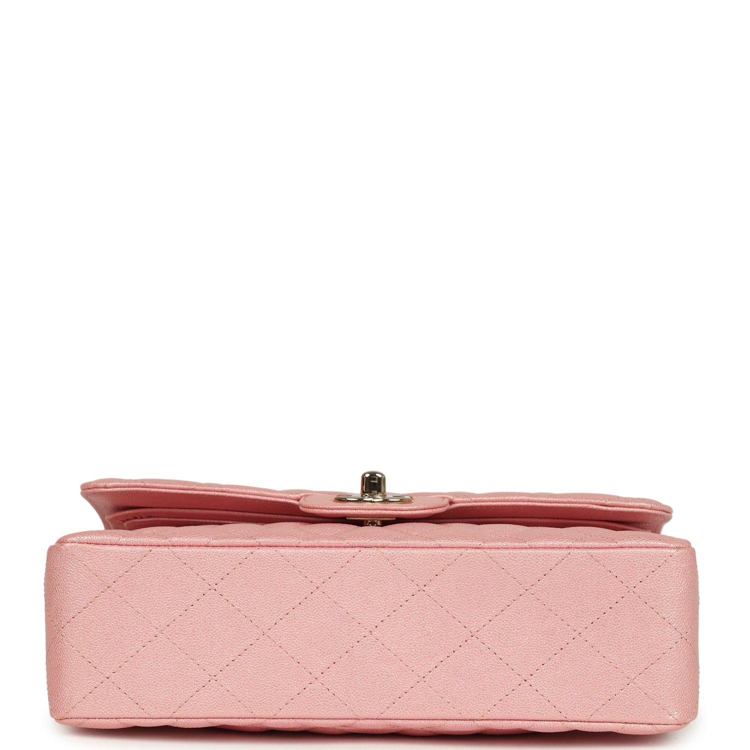 Small Classic Double Flap Bag Pink Iridescent Caviar Light Gold Hardware