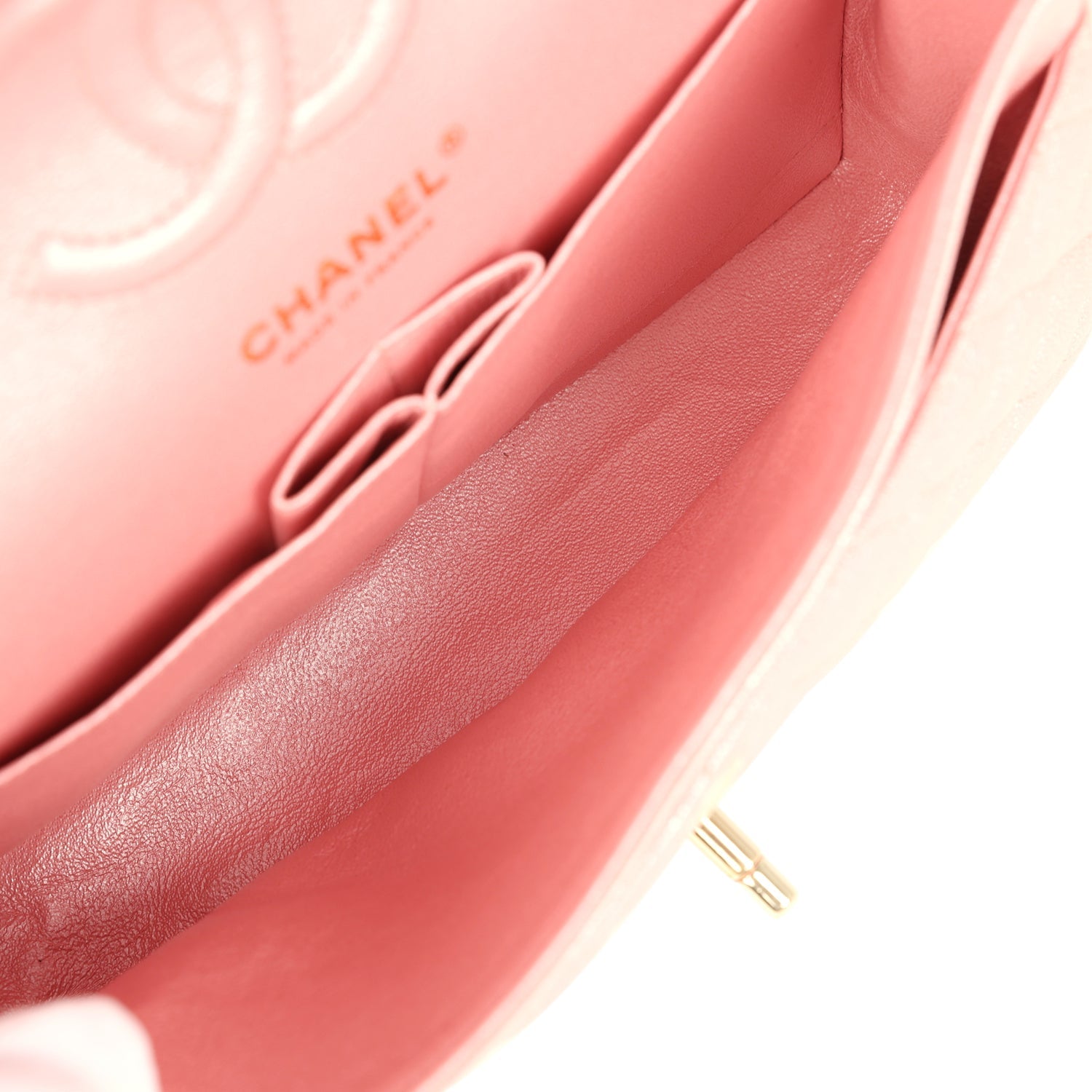 Small Classic Double Flap Bag Pink Iridescent Caviar Light Gold Hardware