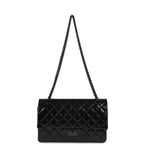 Small Reissue 225 2.55 Double Flap Bag So Black Shiny Crumpled Calfskin Black Hardware