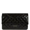 Small Reissue 225 2.55 Double Flap Bag So Black Shiny Crumpled Calfskin Black Hardware