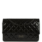 Small Reissue 225 2.55 Double Flap Bag So Black Shiny Crumpled Calfskin Black Hardware
