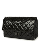 Small Reissue 225 2.55 Double Flap Bag So Black Shiny Crumpled Calfskin Black Hardware