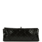 Small Reissue 225 2.55 Double Flap Bag So Black Shiny Crumpled Calfskin Black Hardware